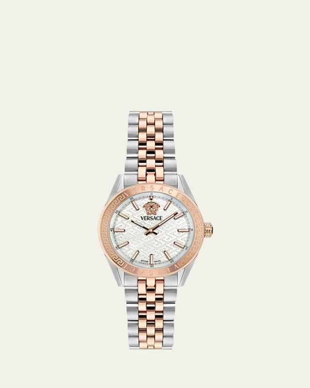 36mm V-Code Watch with Bracelet Strap, Two Tone